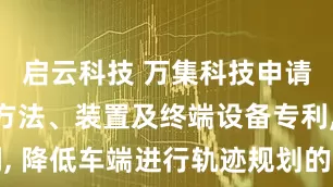 启云科技 万集科技申请轨迹规划方法、装置及终端设备专利, 降低车端进行轨迹规划的计算复杂度